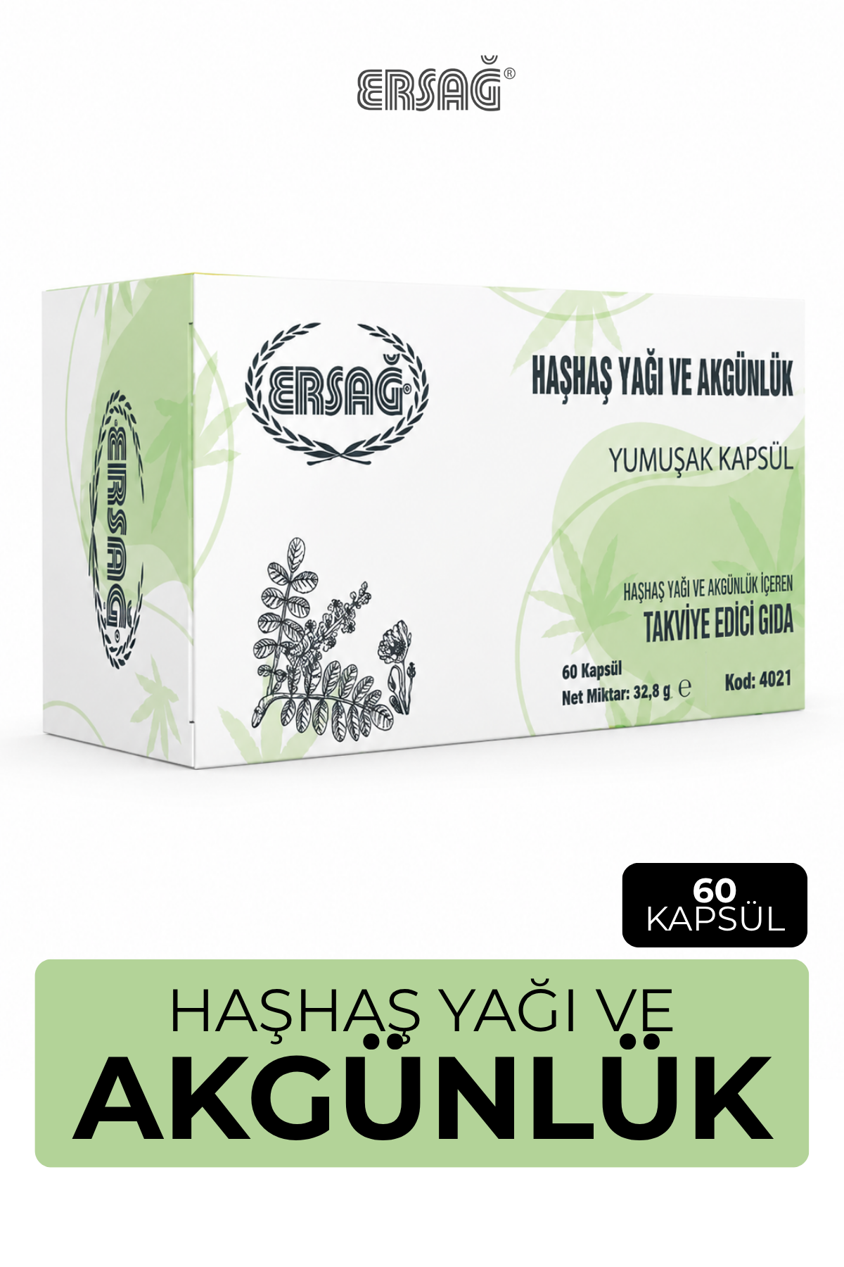 ERSAĞ Haşhaş Yağı ve Akgünlük Kapsül 60 Kapsül