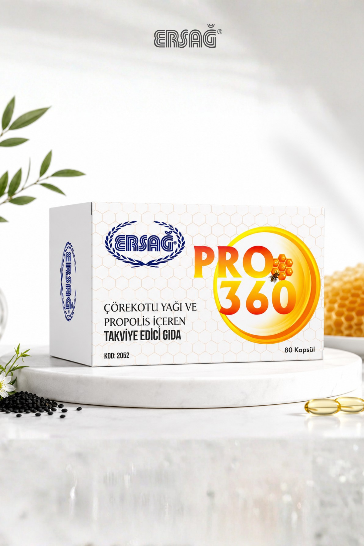 ERSAĞ Pro 360 Propolis ve Çörekotu Yağı 80 Jel Kapsül