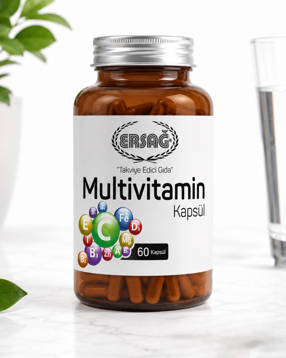 ERSAĞ Multivitamin Ginseng Ekinezya Zencefil Takviye Edici Gıda 60 Kapsül