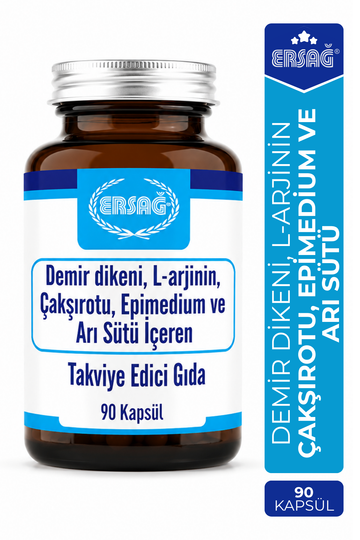 ERSAĞ Demir Dikeni, L-Arjinin, Çakşırotu, Epimedium ve Arı Sütü İçeren Gıda Takviyesi 90 Kapsül