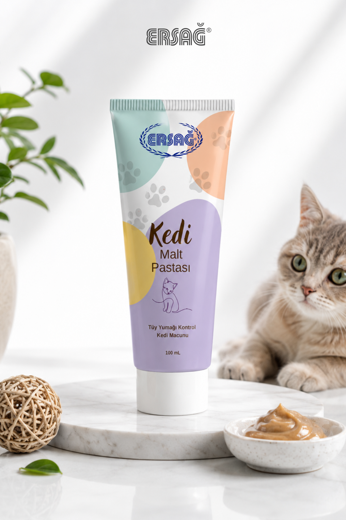 ERSAĞ Tüy Yumağı Kontrolü İçin Kedi Malt Pastası 100 ML