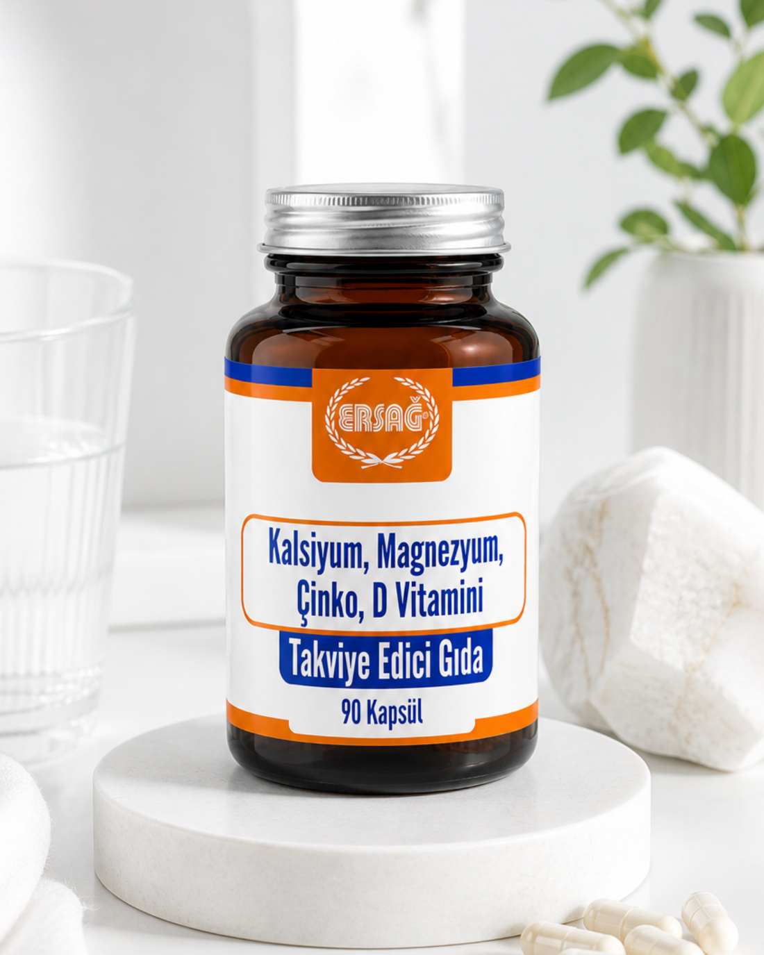 ERSAĞ Kalsiyum Magnezyum Çinko ve D Vitamini İçeren Takviye Edici Gıda 90 Kapsül