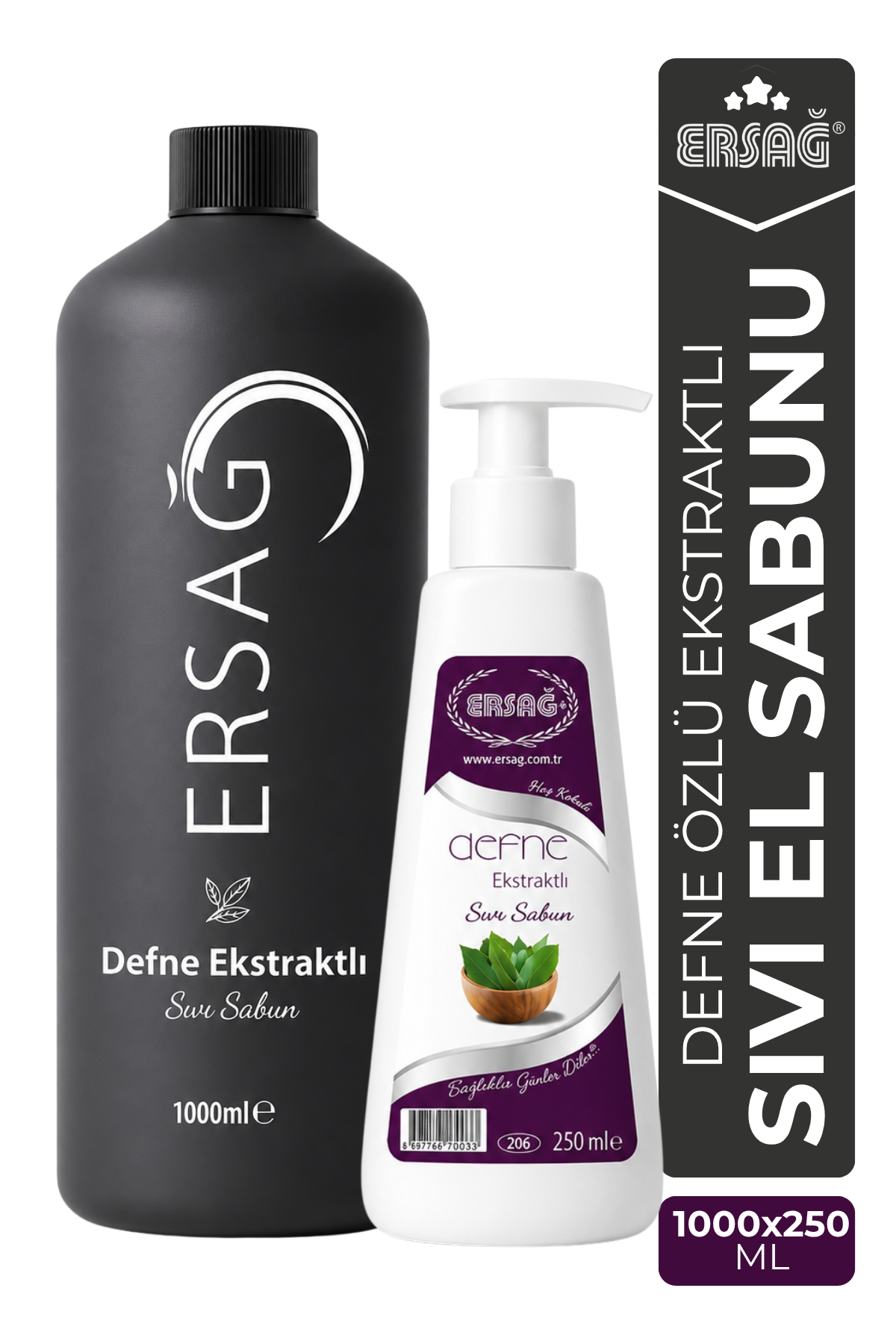 ERSAĞ Aparatlı Defne Ekstraktlı Sıvı Sabun 1000 ML x 250 ML