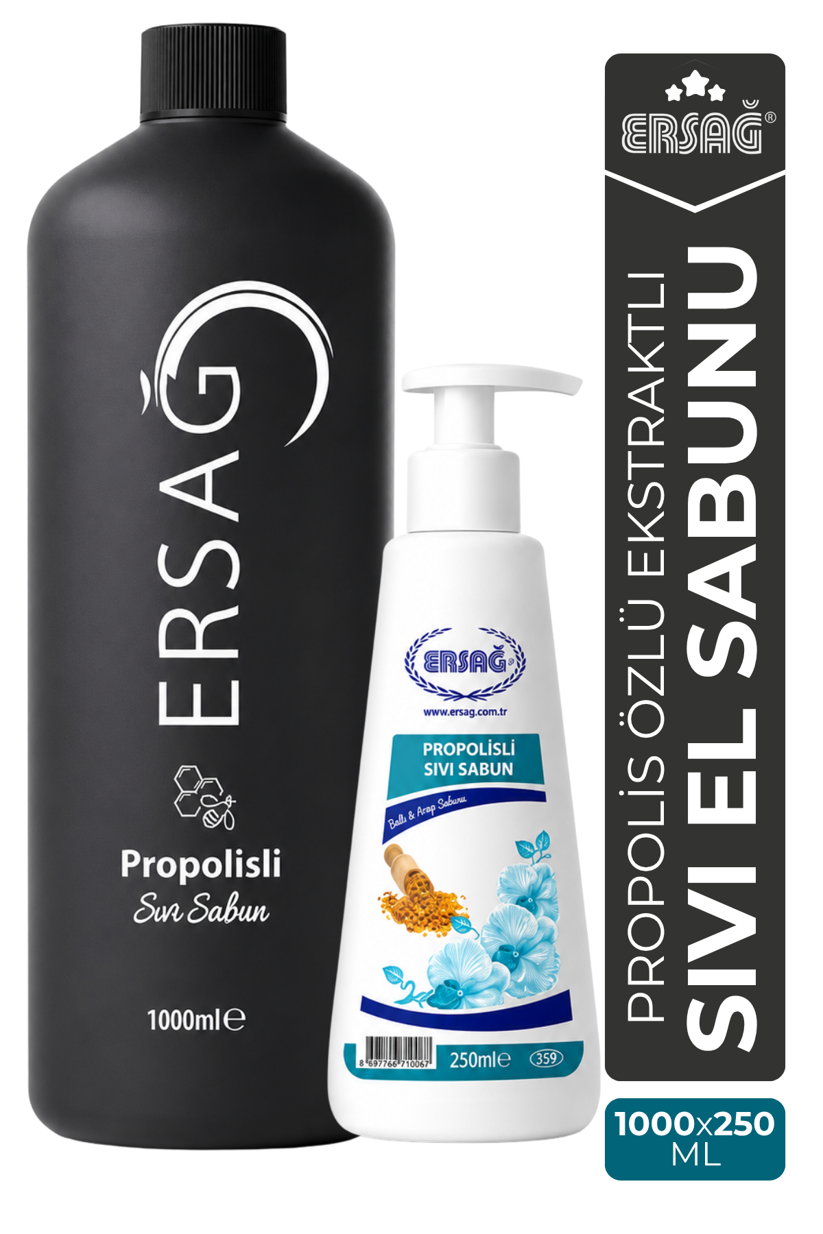 ERSAĞ Aparatlı Propolisli Sıvı El Sabunu 1000 ML x 250 ML