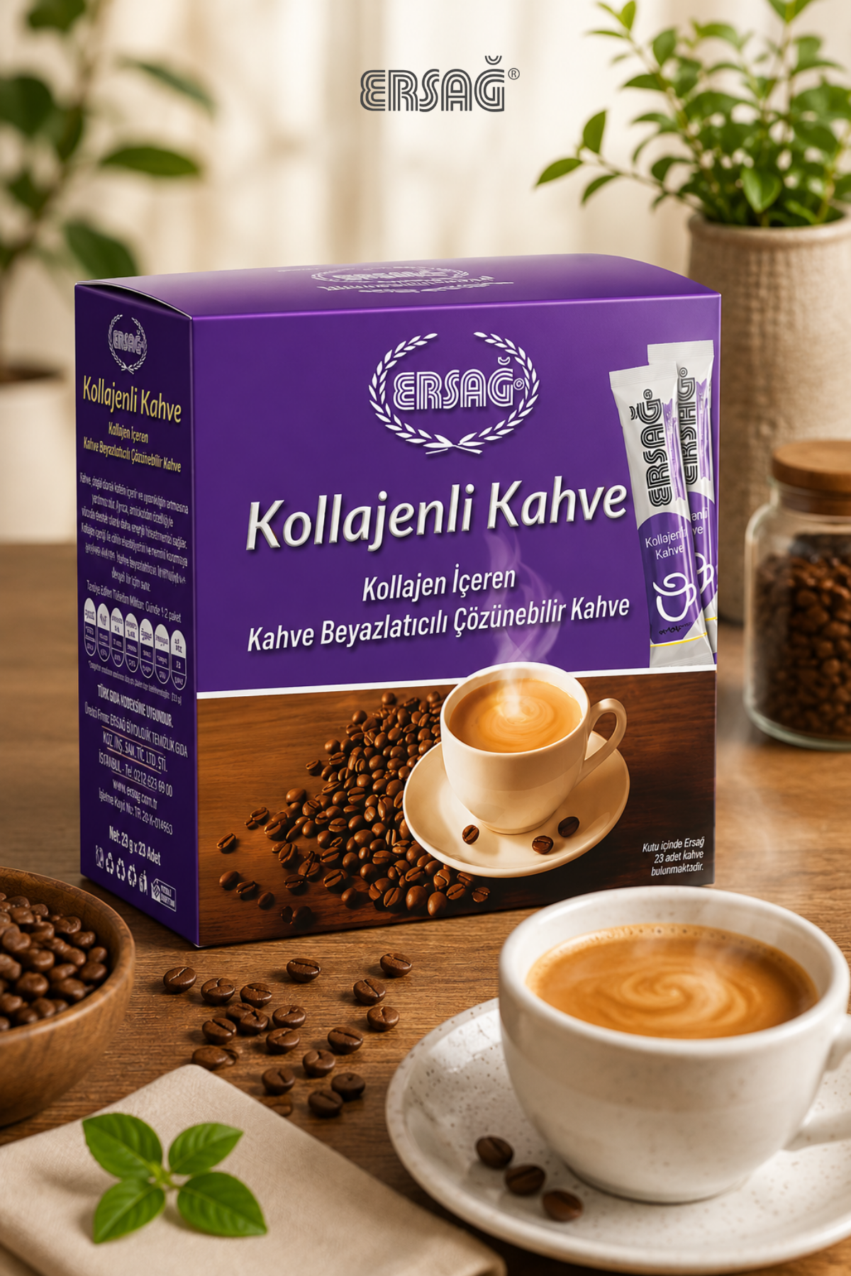 ERSAĞ Kollajenli Kahve Tip 1-3 Kollajen İçeren Toz Kahve 240 Gr