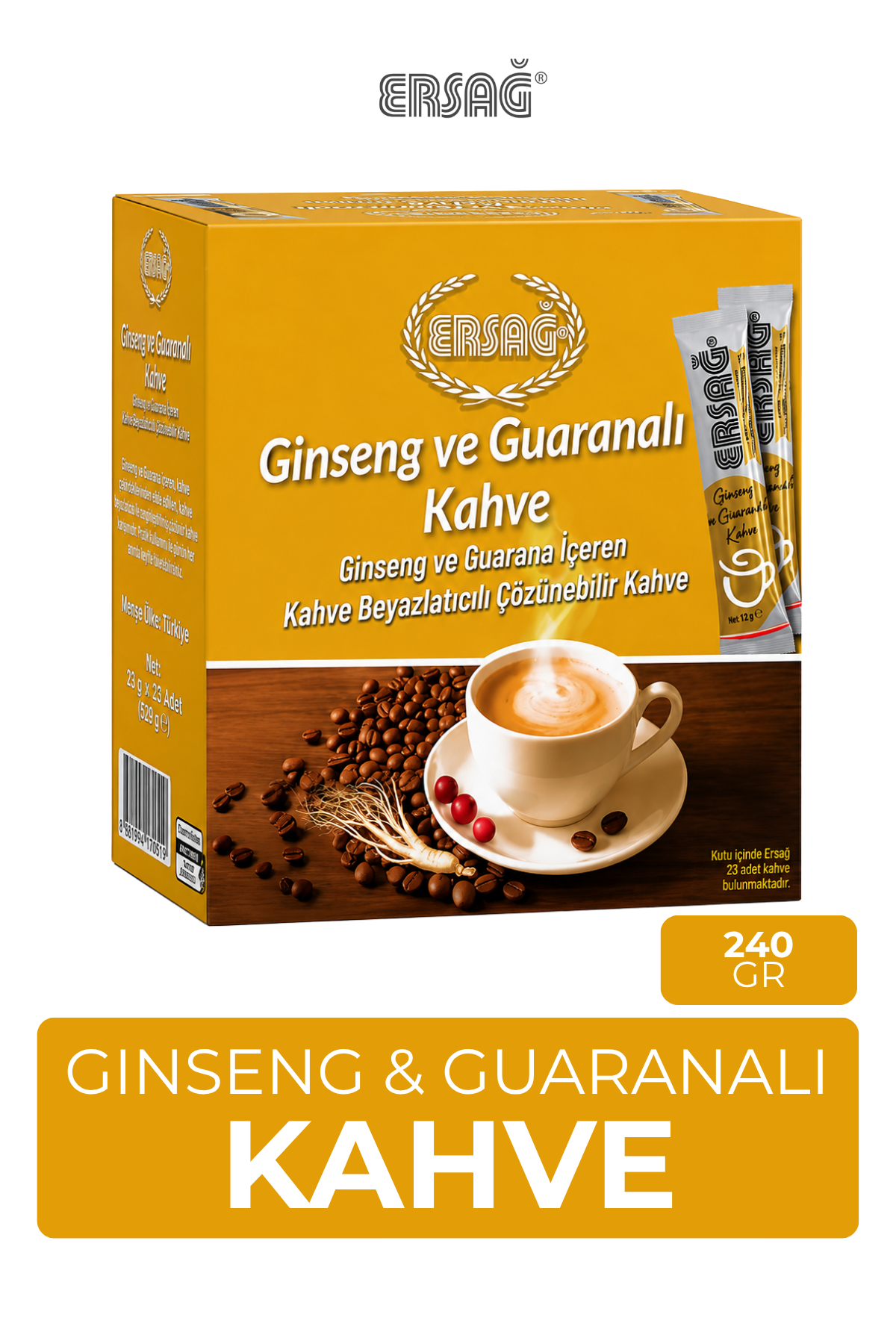 ERSAĞ Ginseng ve Guaranalı Kahve Karışımı 240 Gr