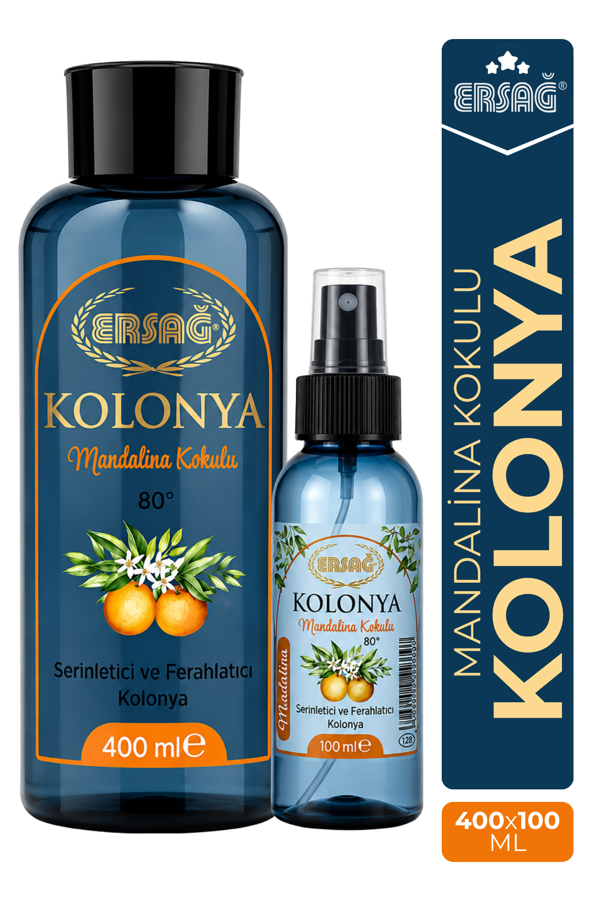 ERSAĞ Aparatlı Mandalina Kokulu Kolonya 400 ML x 100 ML